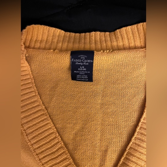 Women’s Faded Glory cufffed sleeve mustard color cardigan in size large. - Picture 2 of 9